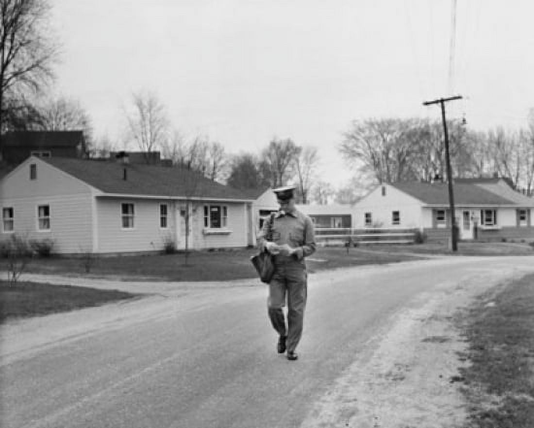 Postman walking with his mail bag Canvas Art -  (18 x 24)