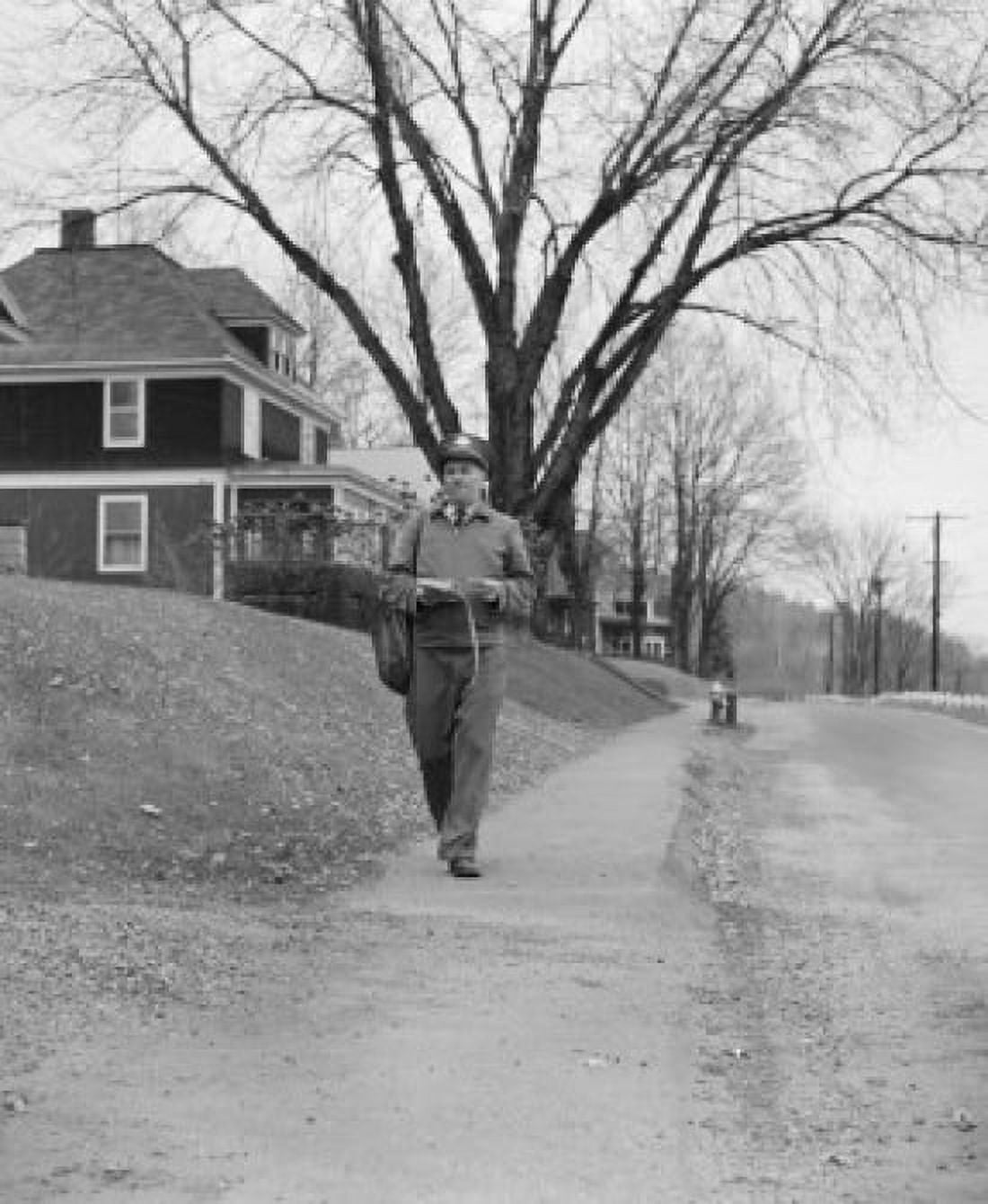 Postman walking with his mail bag Canvas Art - (18 x 24)