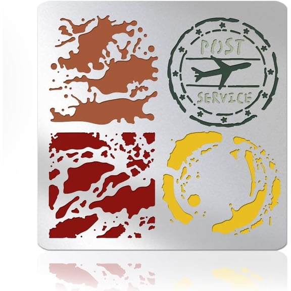 Postmark Texture Metal Stencil Postmarks Stainless Steel Template Photo Album Stencil Reusable Cutting Dies Drawing Stencils Tool Template for Decorative Embossing DIY Paper Card White