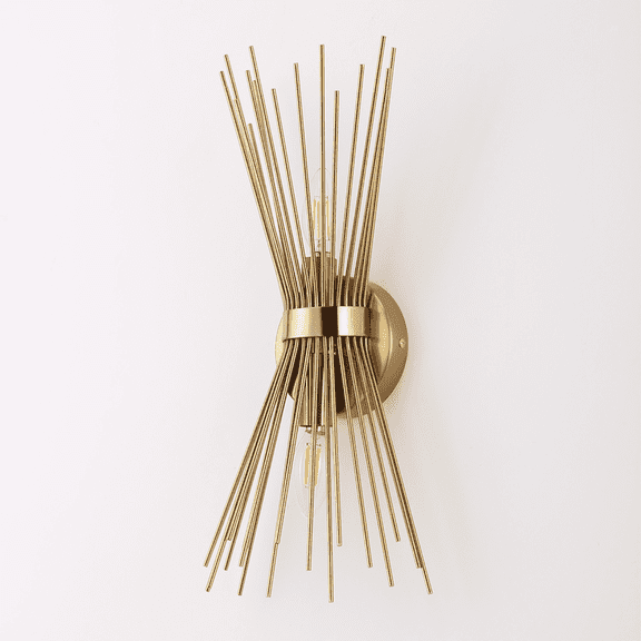 Postmodern Iron Wire Wall Lamp with Gold Finish - Minimalist Designer Sconce for Hotel Villa Living Room - Hardwire Installation Wall Light - LED Bulb Included