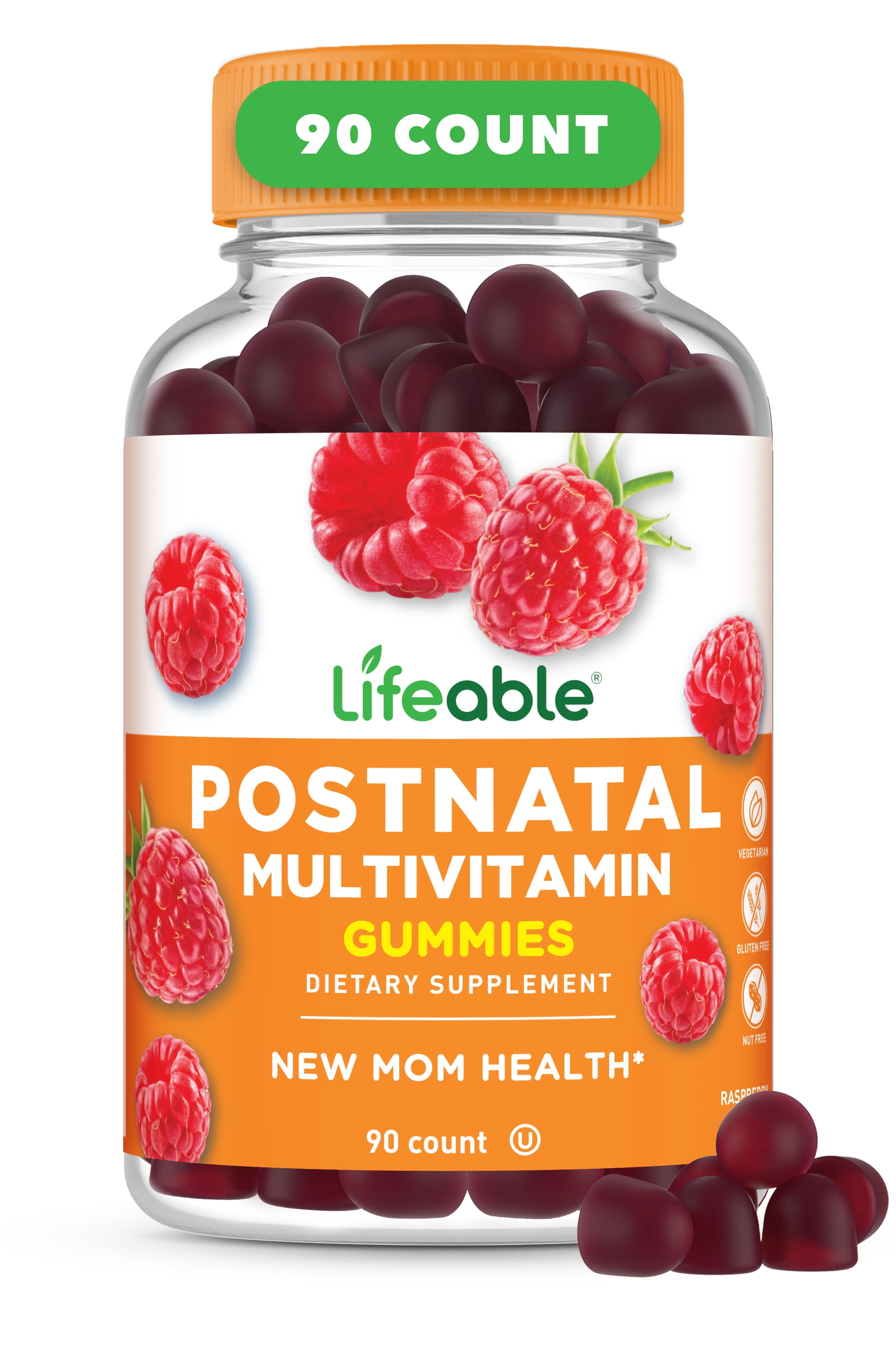 Postnatal Multivitamin with Iron, Choline and Folic Acid | Great Tasting Postnatal Vitamins For Women Breastfeeding | Vegetarian non-GMO Lactation Supplement | 90 Gummies | Lifeable