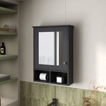 Poston Medicine Cabinet with A Door and Included Mirror,Black,Black Melamine Bath Faucets Bathroom Storage