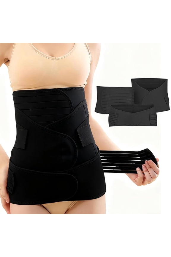 Postpartum Belly Band, 3-Piece Postpartum Girdle Abdominal Binder Surgery C Section Recovery Stomach Wrap Binder Shapewear for Women Pregnancy After Birth