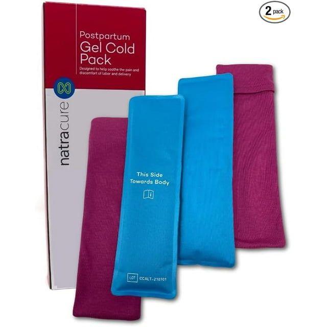 Postpartum Essentials by NatraCure: 2 Reusable Perineal Ice Packs, Cooling Postpartum Pads - Perfect for After Labor and Delivery Essentials, C Section, A Maternity Hospital Bag Must Have