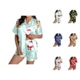 thumbnail image 1 of Postpartum Lounge Set – Soft Pajamas for Women Women's Santa Print Short Sleeve Shirt & Shorts Pajama Set Festive Sleepwear Combo, 1 of 7