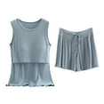 thumbnail image 1 of Postpartum Lounge Sets for Women! Audhol Women's Cotton Pyjamas Short Pyjama Set Sleeveless Shirt Function Maternity Fashion Pyjamas Short Sleepwear for Pregnancy Maternity Pajamas for Women Blue 3XL, 1 of 10
