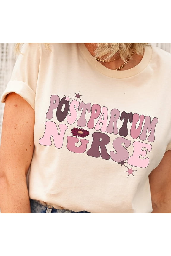 Postpartum Nurse Shirt, Mother Baby Nurse Shirt, Retro Trendy Nurse Gifts For Labor And Delivery Nursing Grad Student Rn Gifts Future Nurse, Unisex T-Shirt