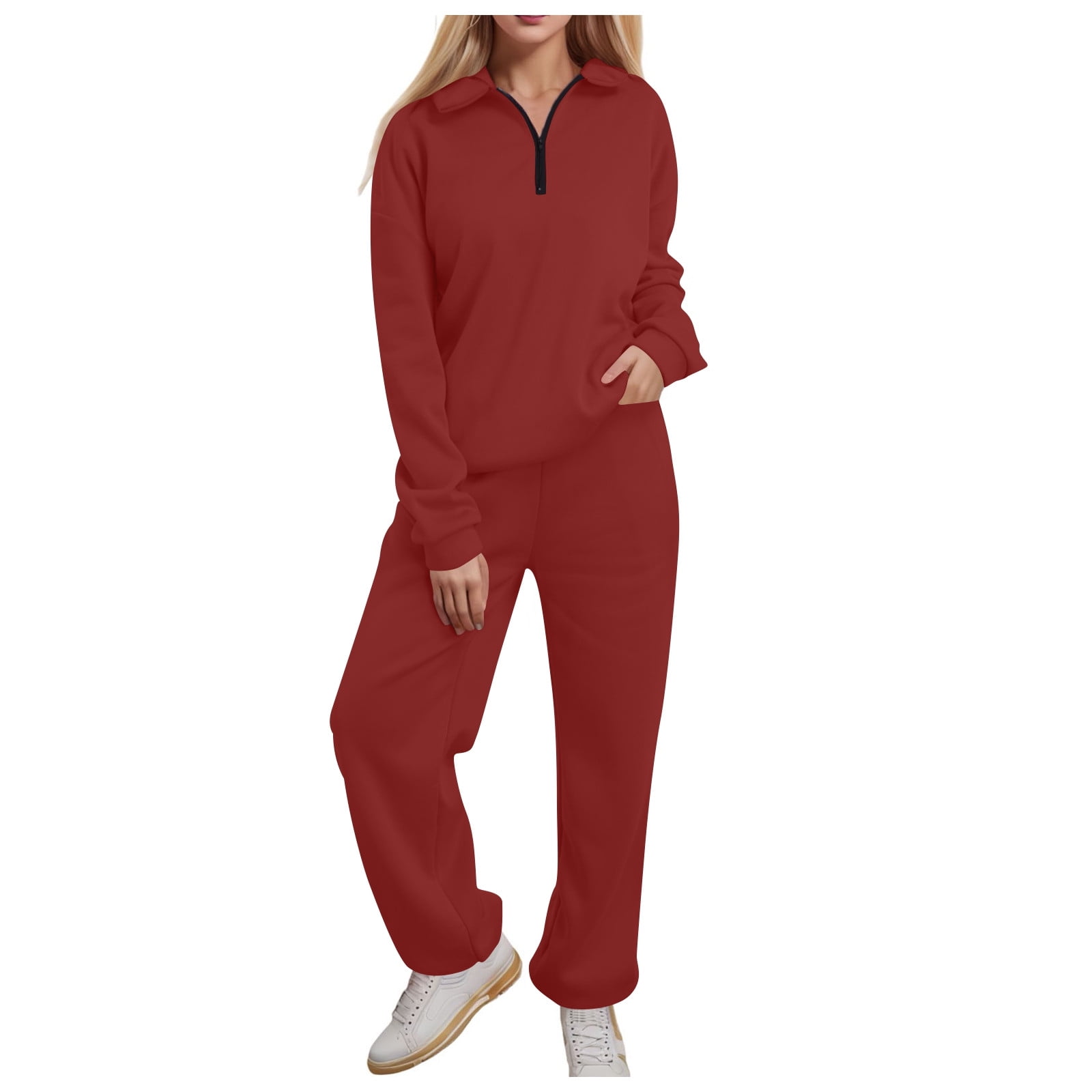 Postpartum Outfits for Women Oversized Half Zip Sweatshirt Jogger Sweatpants Jogger Sweat Pants Set Loose Fit Fall Tracksuit Walmart