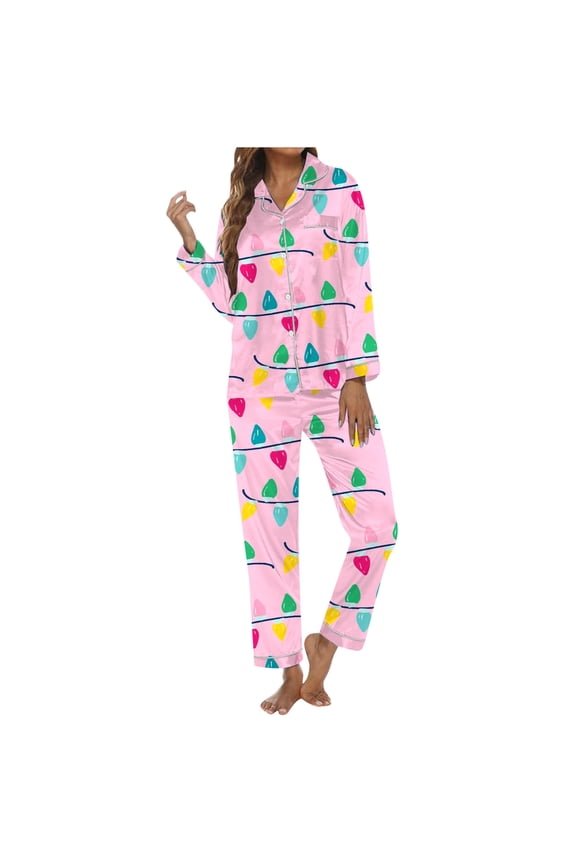 Postpartum Pajama Sets – Comfortable Cotton Lounge Sets for Women, Cozy Sleepwear for Recovery Women's Christmas Themed Printed Long Sleeve Pajama Set Festive Loungewear For Cozy Holidays