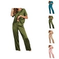 thumbnail image 1 of Postpartum Pajama Sets – Nursing Friendly Pajamas & Lounge Sets Womens Satin Pajama Set Short Sleeve Shirt With Long Pajama Pant Set Soft PJ Loungewear, 1 of 6