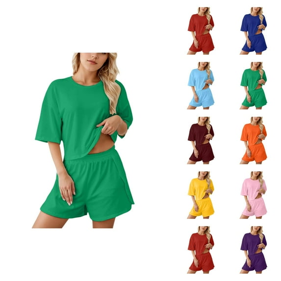 Postpartum Pajama Sets for Women – Soft Cotton Lounge Sets, Comfortable Sleepwear for Recovery Ladies Fashion Pajama Set Solid Color Loose Shorts Set
