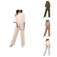 thumbnail image 1 of Postpartum Pajamas – Soft Cotton Pajama Shorts Set for Women Women 2 Piece Casual Short Sleeve Pullover Top And Wide Leg Pants Casual Suit Sportswear, 1 of 5