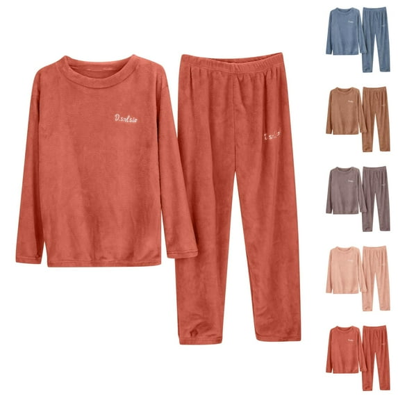 Postpartum Pajamas – Women’s Cozy Lounge Set Women's Solid Color Flannel Warm And Cozy Set Winter Thick Warm Home Clothes