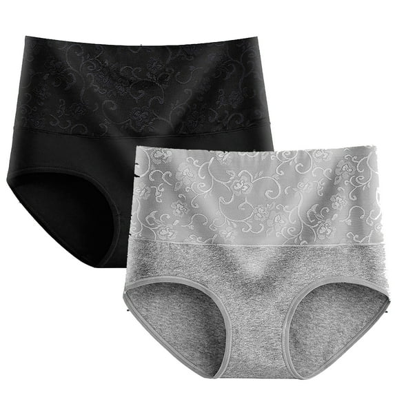 Postpartum Tummy Control Panties for Women After Surgery Plus Size High Waisted Soft Comfort Briefs Underwear 2 Pack