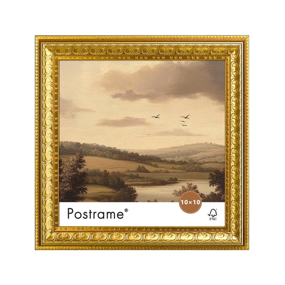 Postrame 10x10 Vintage Picture Frames,Gold Photo Frame Decorative for Wall or Tabletop Display