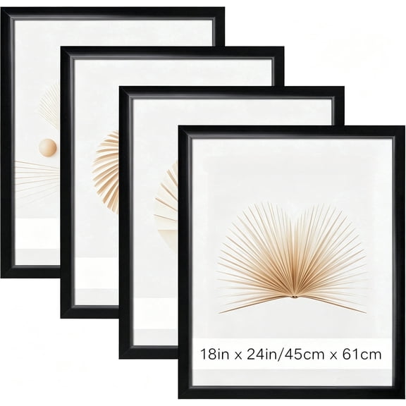 Postrame 18x24 Picture Frame 4 Pack, Black – Wall Mountable Poster Frames with Hanging Hardware for Photos, Art, and Posters