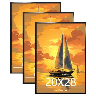 Postrame 20x28 Picture Frame, Black Poster Frame 3 Pack for Horizontal or Vertical Wall Mounting