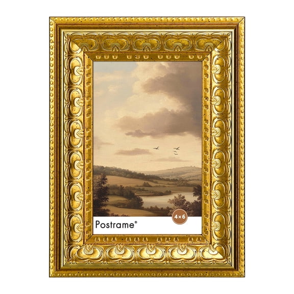 Postrame 4x6 Vintage Picture Frames,Gold Photo Frame Decorative for Wall or Tabletop Display