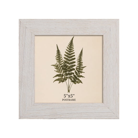 Postrame-5"×5"White Rustic Picture Frame-Soild Wood Farmhouse Decor,HD Glass，1 Pack