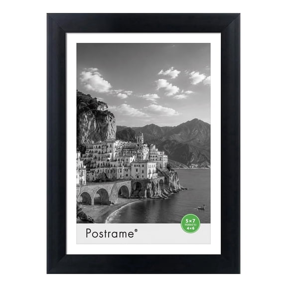 Postrame 5x7 Picture Frame Black, Display Pictures 4x6 or 5 x 7, Photo Frames for Wall Hanging