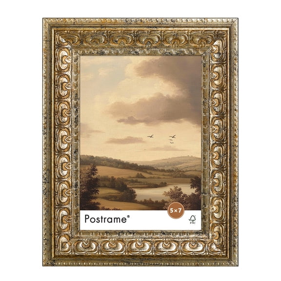 Postrame 5x7 Vintage Picture Frames,Gold Photo Frame Decorative for Wall or Tabletop Display