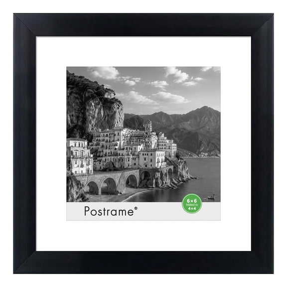 Postrame 6x6 Picture Frame Black, Display Pictures 4x4 or 6 x 6, Photo Frames for Wall Hanging