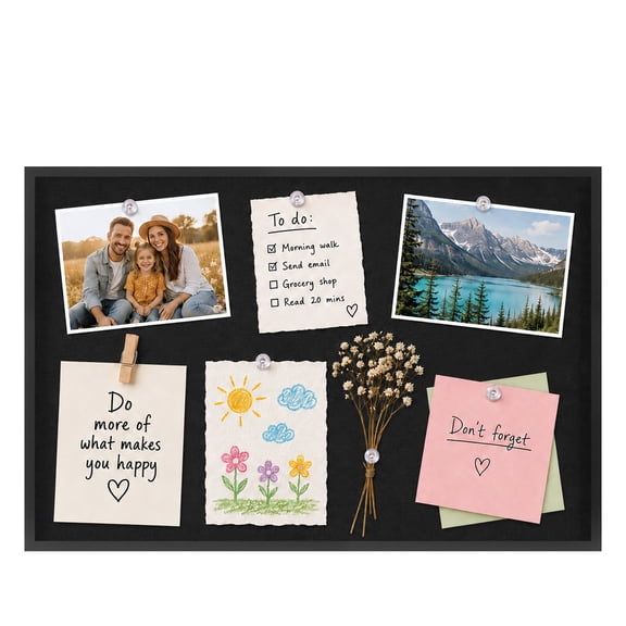 Postrame Cork Bulletin Board 36" x 24" , Black Linen Cork Board for Wall, Framed Cork boards for Office Home School