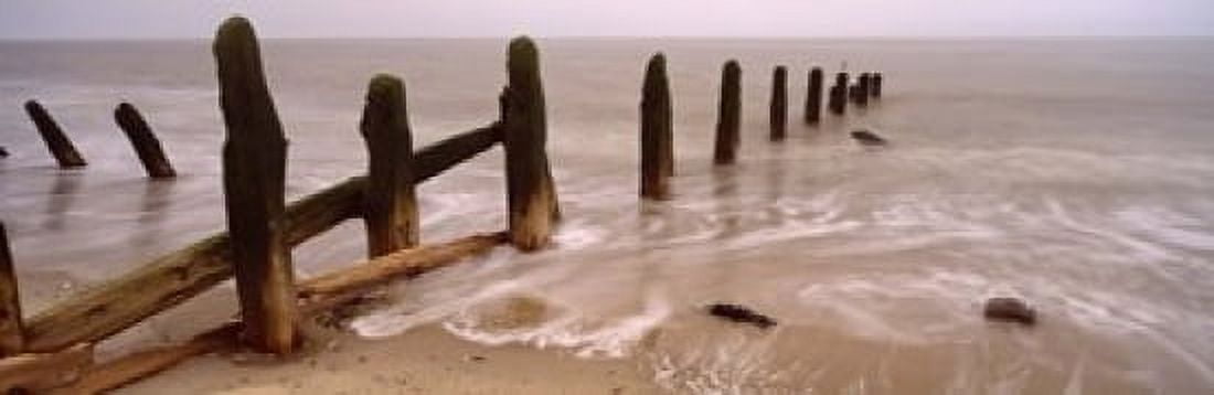 Posts On The Beach Spurn Yorkshire England United Kingdom Canvas Art - Panoramic Images (18 x 6)