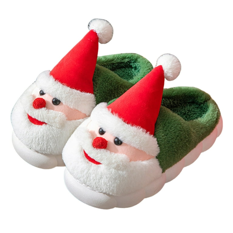 Postuois Pair Santa Claus Slippers Warm Plush Cotton Slipper