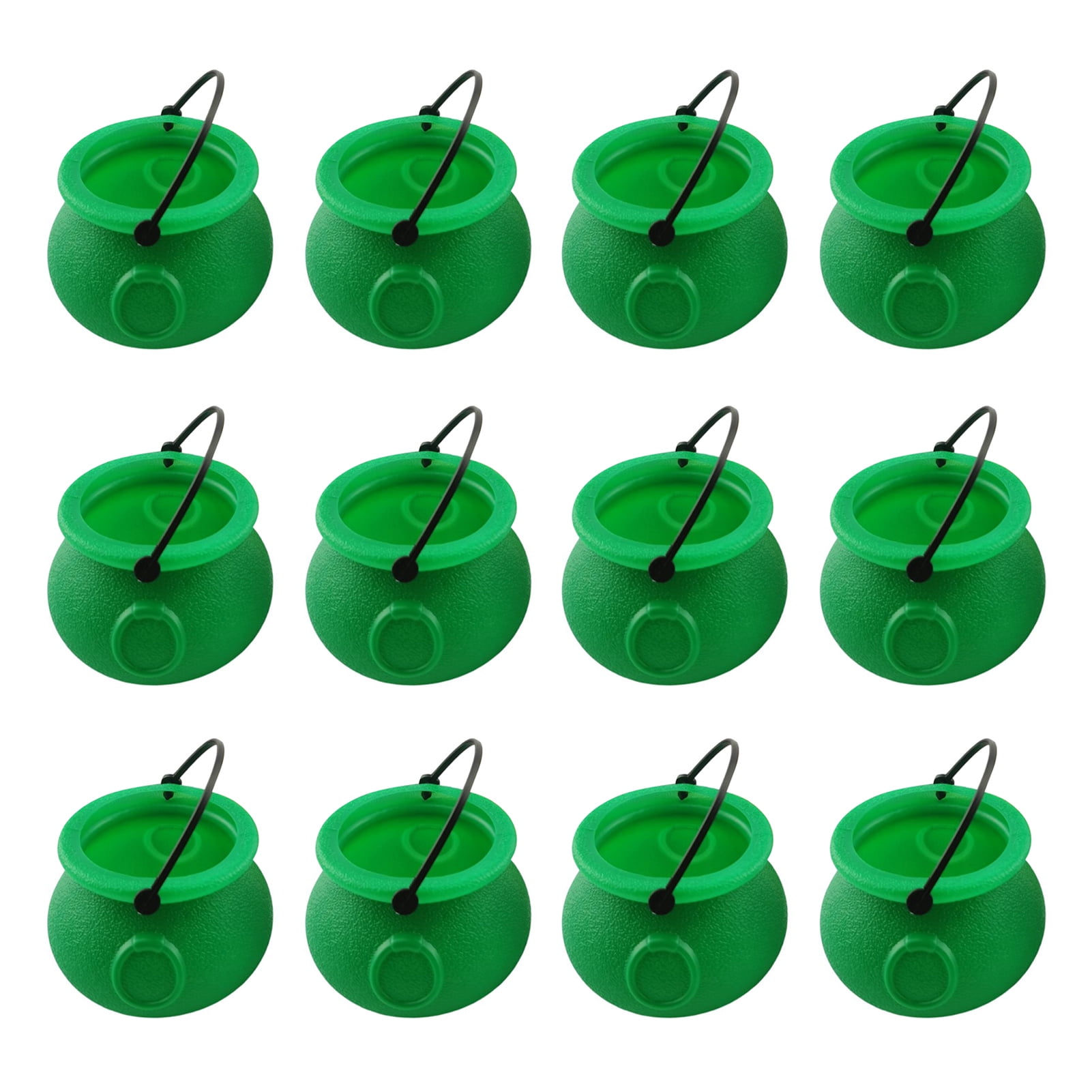 Postuois 12Pcs Halloween Candy Buckets Black Plastic Witch Cauldron