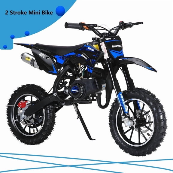 Postuois 49CC Kids Dirt Bike 2-Stroke - Mini Kids Dirtbike, Gas Dirt Bikes, Pit Bike, with Front Rear Disc Brakes, Off-Road Tires, Shock Absorption, Dirtbikes Load Capacity Up to 330LBS Blue