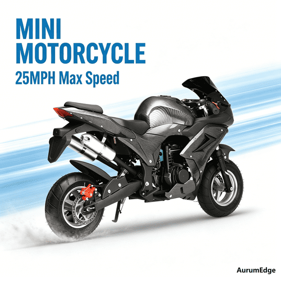 Postuois 49CC Mini Motorcycle for , 4-Stroke Mini Dirt Bike, Gas Power Pocket Rocket Bike, Miniature Kid Dirt Bike, Up to 25MPH, Trail Mini Bike Max Load 200kg Black