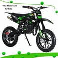 thumbnail image 1 of Postuois 49cc 2-Stroke Dirt Bike, Mini Motorcycle with Off-Rode Tire, Front Rear Disc Brakes, Shock Absorption Pocket Motorbike, Up to 25 Mph, Max Load 330 LBS, Mini Kid Pit Bike (Green), 1 of 7