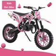 thumbnail image 1 of Postuois 49cc 2-Stroke Kids Dirt Bike, Gas Power Motocross, Off Road Mini Motorcycle, Pocket Motorbike with Front Rear Disc Brakes, Racing Max Speed 40KM/H Pink, 1 of 7