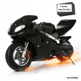 thumbnail image 1 of Postuois 49cc 2-Stroke Pocket Bike, Mini Motorcycle for Kids, Pocket Gas Motorbike with 1.25L Gas Tank, Pocket Rocket Motorcycle with Dual Headlights, 170 lbs for Kids Black, 1 of 7