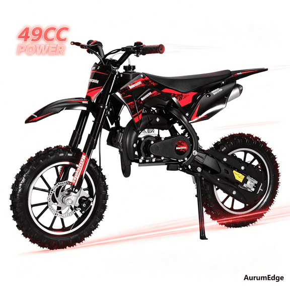 Postuois 49cc Dirt Bike for Kids & Teen - Kids Dirt Bike 2-Stroke Gas Powered Off Road Motorcycle Mini Bikes with Speeds up to 25 MPH for Uphill and Off-Road Conditions Pull Start (Red)