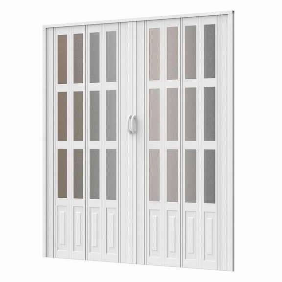 Postuois Indoor Folding Door 72x80 Inch, PVC Accordion Door with Magnetic Suction, Easy Installation No Floor Drilling, Thermal Insulation, for Bathroom Kitchen, 72 x 80 x 0.5 Inch