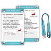 RAYCCI Postural Tachycardia Syndrome PoTS Medical Alert Card with Writable Panel and Patterned Lanyard Emergency Contact Card Standard Size
