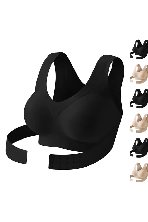 Posture Bras,Posture Correcting Bra for Women High Support Full Coverage Seamless Bralettes Push Up No Underwire Bra,40,Black