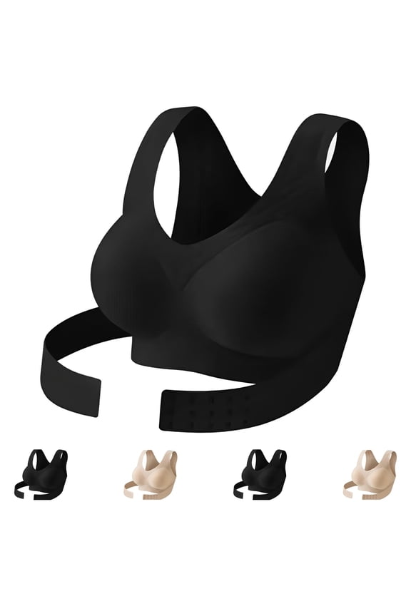 Posture Bras for Women Front Closure Wireless Posture Corrector Bra with Back Support Push Up Cross Back Forme Bralettes 2026,Black,40