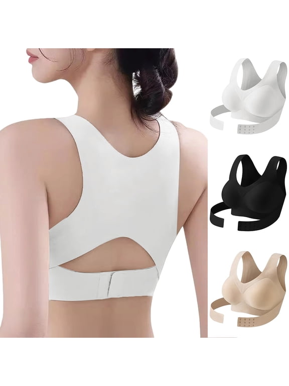 Posture Bras for Women High Support Full Coverage Front Closure Bralettes Seamless No Underwire Push Up Bras