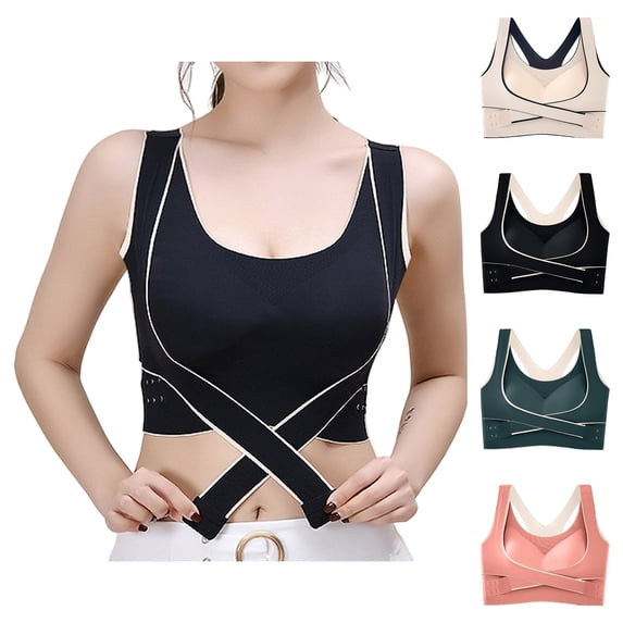 Posture Bras for Women Wireless Push Up Back Support Bra Everyday Bra Size M-3XL