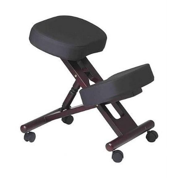 Posture Correcting Kneeling Chair with Memory Foam Wooden Frame - Black Seat & Mahogany Frame