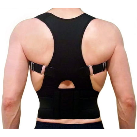 Posture Correction and Back Pain Support Fully Adjustable Back Brace Belt Neoprene EBP Medical  Unisex Black (Pick a size XS to 3XL)