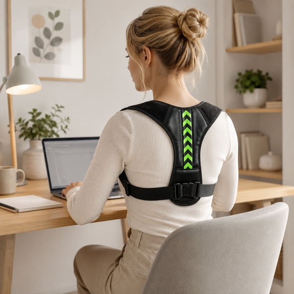 Posture Corrector, Adjustable Upper Back Brace, Breathable Shoulder Support Strap, Low Profile Correction Aid for Work Study Wear