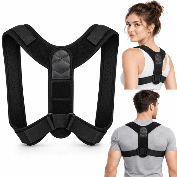 Posture Corrector, Adjustable Upper Back Brace for Women and Men Posture Corrector, Adjustable Upper Back Brace for Women and Men Gentle Shoulder Guidance | Flexible Support | Discreet Under Clothing