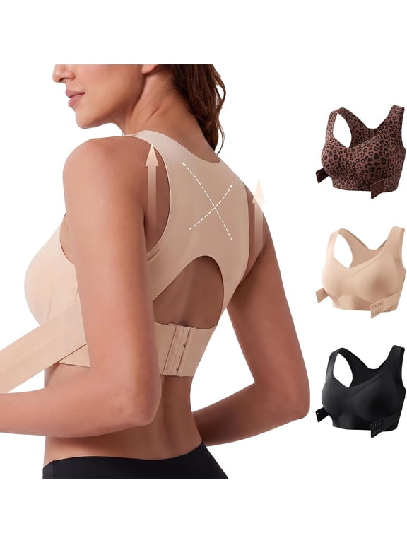 Posture Corrector Bra for Women Front Closure Back Support Bra, Posture Corrector Bra for Women, Front Closure, Seamless Full ‑ Coverage, Breathable Back Support for Desk, Sports & Daily Wear