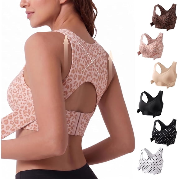 Posture Corrector Bra for Women Front Closure Back Support Bra, Posture Corrector Bra for Women, Front Closure, Seamless Full ‑ Coverage, Breathable Back Support for Desk, Sports & Daily Wear