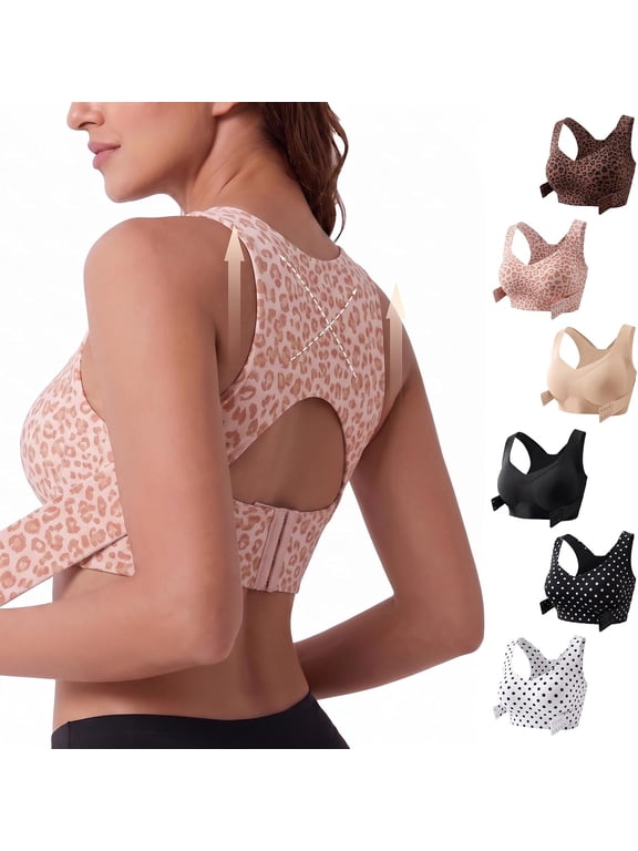 Posture Corrector Bra for Women Front Closure Back Support Bra, Posture Corrector Bra for Women, Front Closure, Seamless Full ‑ Coverage, Breathable Back Support for Desk, Sports & Daily Wear
