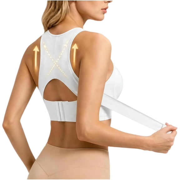 Posture Corrector Bra for Women Posture Support Bras for Older Women Front Closure Crossback Wireless Bra Full Coverage Posture Correcting Bralette